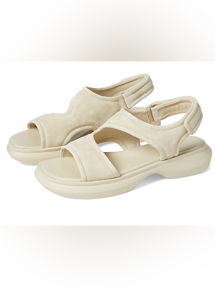Vince Fresca Sandals Moonlight Beige Suede Velcro Closure Size 6